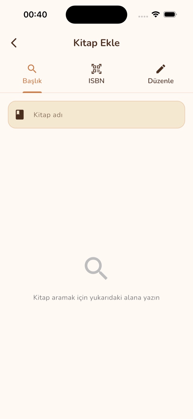 Kitap başlığıyla arama ekranı