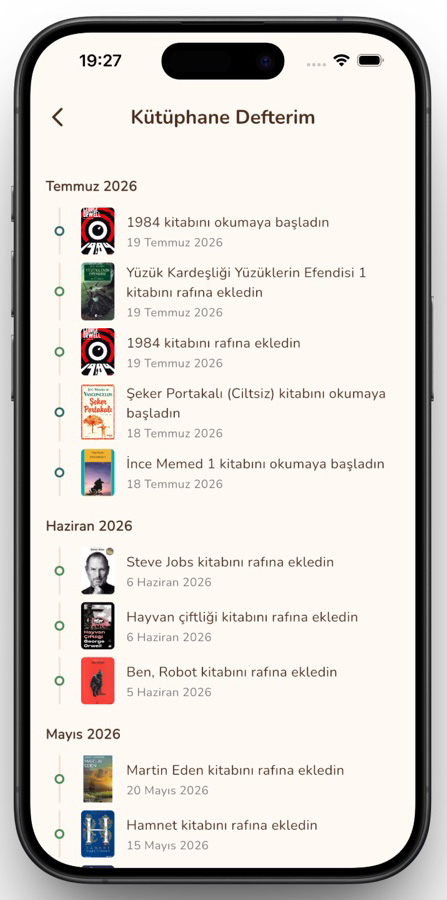 Kitavia’da Kütüphane Defteri zaman çizelgesi ekranı